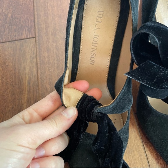 Ulla Johnson Suede Bow Block Heel Pumps Black Leather Velvet Classy Size 36 - Picture 7 of 11
